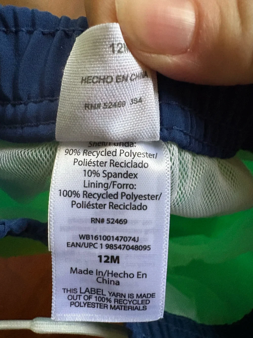 NWOT wonder nation Green Swim Shorts with Navy Waistband boys size 12 TR10